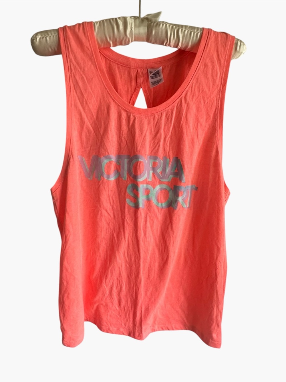 Victoria’s Secret Sport Neon Pink Cut-Out Back Tie Tank Top | Size Medium